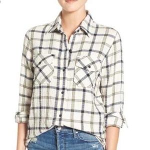 Current/Elliot Plaid Gauzy Button down shirt
